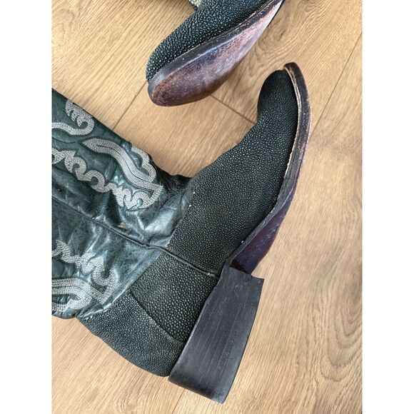 CORRECAMINOS 10.5 Cowboy Boots Exotic STINGRAY emerald green leather boot - Picture 4 of 11